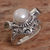 Cultured pearl and citrine cocktail ring, 'Moon Mystery' - Balinese Silver Ring with Cultured Pearl and Citrine Gems (image 2c) thumbail