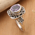 Amethyst cocktail ring, 'Orchids and Frangipani' - Sterling Silver Balinese Floral Cocktail Ring with Amethyst (image 2b) thumbail