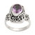 Amethyst cocktail ring, 'Orchids and Frangipani' - Sterling Silver Balinese Floral Cocktail Ring with Amethyst