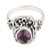 Amethyst cocktail ring, 'Orchids and Frangipani' - Sterling Silver Balinese Floral Cocktail Ring with Amethyst