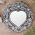 Wall mirror, 'Black Frangipani Heart' - Suar Wood Hand Carved Heart Shaped Floral Wall Mirror (image 2) thumbail