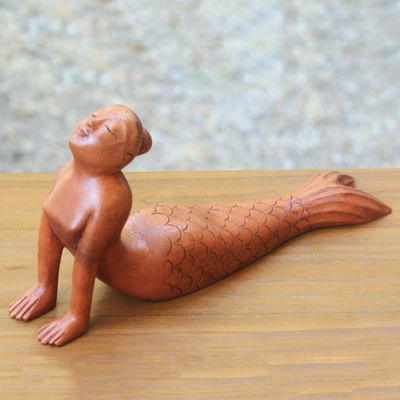 Wood sculpture, Bhujangasana Mermaid