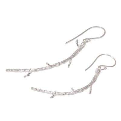 Sterling silver dangle earrings, 'The Root' - Artisan Crafted Sterling Silver Root Dangle Earrings