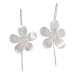 Sterling silver drop earrings, 'Petal Radiance' - Artisan Crafted Floral Sterling Silver Drop Earrings