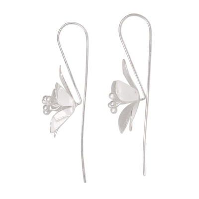 Sterling silver drop earrings, 'Petal Radiance' - Artisan Crafted Floral Sterling Silver Drop Earrings