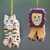 Wood ornaments, 'Tiger and Lion' (pair) - 2 Hand Crafted Tiger and Lion Christmas Hanging Ornaments (image 2) thumbail