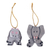 Wood ornaments, 'Hippo and Elephant' (pair) - 2 Hand Crafted Hippo and Elephant Hanging Christmas Ornament thumbail