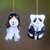 Wood ornaments, 'The Pup and the Panda' (pair) - Hand Crafted Dog and Panda Hanging Ornaments Holiday Art thumbail