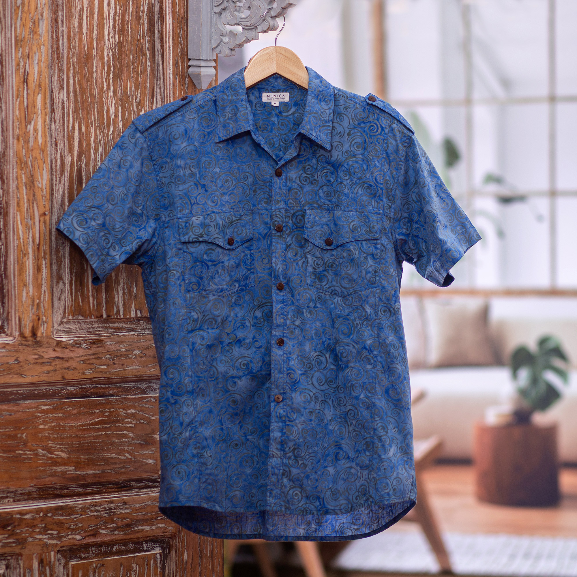 blue batik shirt