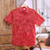 Men's cotton shirt, 'Red Bali Expedition' - Red Cotton Batik Short Sleeve Men's Shirt