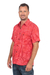 Men's cotton shirt, 'Red Bali Expedition' - Red Cotton Batik Short Sleeve Men's Shirt (image 2c) thumbail