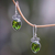 Peridot dangle earrings, 'Faceted Teardrop' - Artisan Crafted Balinese Silver and Peridot Dangle Earrings thumbail