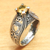Citrine solitaire ring, 'Sukawati Sun' - Balinese Citrine Solitaire with Sterling Silver Cutouts (image 2) thumbail