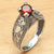 Garnet solitaire ring, 'Sukawati Red' - Balinese Garnet Solitaire Handcrafted in Sterling Silver (image 2) thumbail