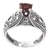 Garnet solitaire ring, 'Sukawati Red' - Balinese Garnet Solitaire Handcrafted in Sterling Silver thumbail