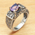 Amethyst cocktail ring, 'Noble Princess' - Amethyst Cocktail Ring in Sterling Silver with Openwork (image 2) thumbail