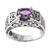 Amethyst cocktail ring, 'Noble Princess' - Amethyst Cocktail Ring in Sterling Silver with Openwork thumbail