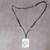 Halskette mit Anhänger aus Knochen und Leder - Kunsthandwerklich gefertigte Jungfrau-Maria-Medaillon-Halskette