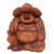 Wood sculpture, 'Happy Buddha in a Hat' - Tropical Balinese Laughing Buddha Wood Sculpture thumbail