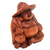 Wood sculpture, 'Happy Buddha in a Hat' - Tropical Balinese Laughing Buddha Wood Sculpture (image 2b) thumbail