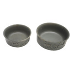 Ceramic serving bowls, 'Clouds over Tabanan' (pair) - Set of 2 Grey Floral Ceramic Bowls Handcrafted in Bali