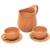 Ceramic coffee set, 'Tabanan Ginger' (set for 2) - Orange Ceramic Coffee Pitcher with Cups and Saucers for 2