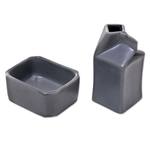 Ceramic sugar bowl and creamer, 'Cloudy Morn' - Contemporary Grey Ceramic Handcrafted Sugar Bowl and Creamer