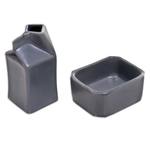 Ceramic sugar bowl and creamer, 'Cloudy Morn' - Contemporary Grey Ceramic Handcrafted Sugar Bowl and Creamer