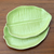 Ceramic canape plates, 'Jungle Banana Leaf' (pair) - Green Ceramic 7-Inch Banana Leaf Canape Plates (Pair) thumbail