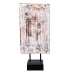 Wood relief panel, 'Sukasada Lotus' - Bali Hand Carved Wood Sculpture Relief Panel and Stand