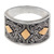 Gold accent sterling silver band ring, 'Stars Over Bali' - Balinese Style Contemporary Silver Ring with Gold Accents thumbail