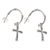 Sterling silver dangle earrings, 'Bamboo Cross' - Sterling Silver Balinese Bamboo Motif Cross Earrings thumbail