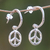 Sterling silver dangle earrings, 'Bamboo Peace' - Sterling Silver Balinese Bamboo Motif Peace Symbol Earrings (image 2) thumbail