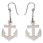 Bone dangle earrings, 'Anchored' - Hand Carved Bone Anchor Earrings Bali Artisan Jewelry