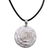 Cow bone and leather pendant necklace, 'Glorious Rose' - Artisan Crafted White Rose Pendant on Leather Cord Necklace thumbail