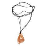Bone pendant necklace, 'Traditional Fishing Hook' - Hand Made Cow Bone Pendant Necklace from Indonesia