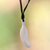 Bone and leather pendant necklace, 'Tropical Palm' - Artisan Crafted Leather and Bone Palm Leaf Pendant Necklace (image 2) thumbail