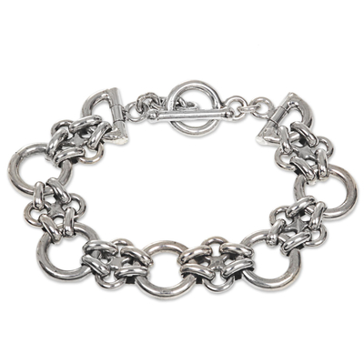 Sterling silver link bracelet, 'Hold Me Tight' - Balinese Hand Crafted Sterling Silver Link Bracelet