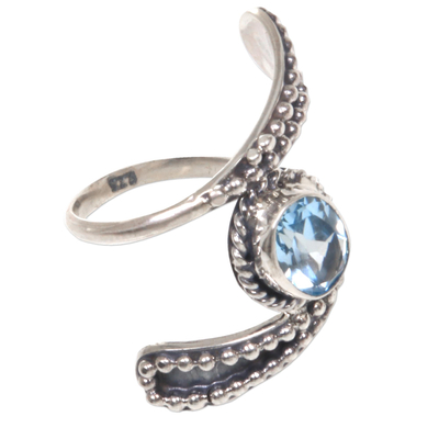 Blue topaz cocktail ring, 'Blue Melodies' - Hand Made Blue Topaz Cocktail Ring from Indonesia
