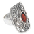 Garnet cocktail ring, 'Nature's Shield' - 925 Leaves on Sterling Silver Cocktail Ring with Garnet (image 2a) thumbail