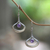 Amethyst dangle earrings, 'Raindrops' - Modern Minimalist Silver Dangle Earrings with Amethyst thumbail