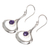 Amethyst dangle earrings, 'Raindrops' - Modern Minimalist Silver Dangle Earrings with Amethyst