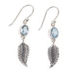 Blue topaz dangle earrings, 'Passionate Hope' - Balinese Silver Dangle Earrings with Blue Topaz