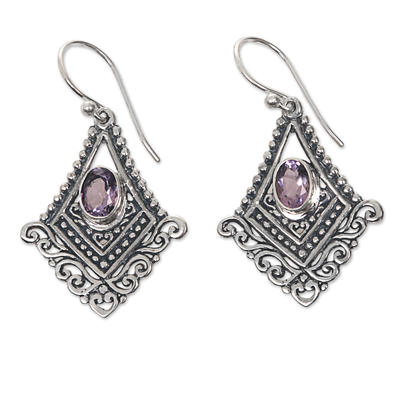 Artisan Crafted Amethyst and Sterling Silver Dangle Earrings