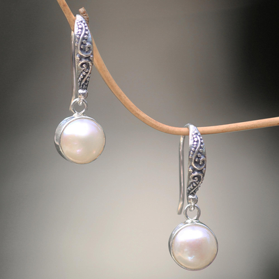 Cultured Pearl Sterling Silver Earrings Handcrafted in Bali - Purity of ...