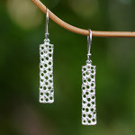 Sterling silver dangle earrings, 'Coral Tower' - Bali Artisan Crafted Coral Theme Earrings in Sterling Silver