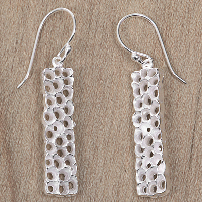 Sterling silver dangle earrings, Coral Tower