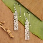 Sterling silver dangle earrings, 'Coral Tower' - Bali Artisan Crafted Coral Theme Earrings in Sterling Silver