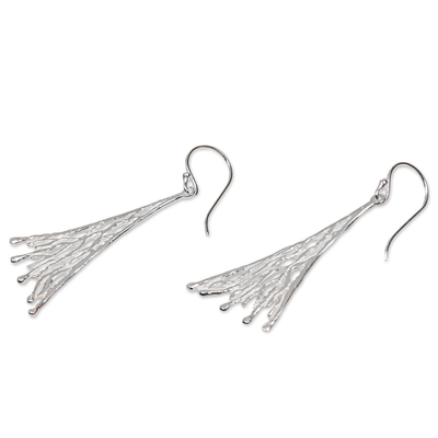 Sterling silver dangle earrings, 'Balinese Branch Coral' - Sterling Silver Fair Trade Coral Theme Earrings