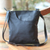 Leather shoulder bag, 'Reign of Jogja' - Versatile Black Leather Shoulder Bag with Multi Pockets (image 2b) thumbail